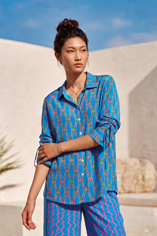 Co-ord Set Contemporary Wear - Blue Pulse Play by Nautanky