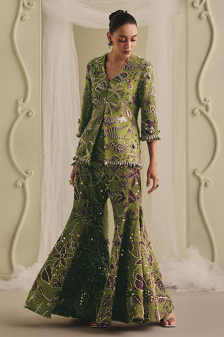 Olive Green Co-ord Set for Contemporary Wear - Earthy Elegant Co-ord Set by Payal & Zinal