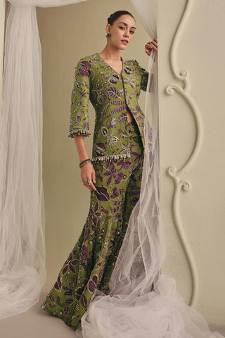 Olive Green Co-ord Set for Contemporary Wear - Earthy Elegant Co-ord Set by Payal & Zinal