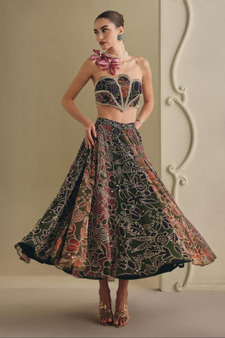 Multicolor Skirt Set for Indian Wedding - Vibrant Embroidered Skirt Set by Payal & Zinal