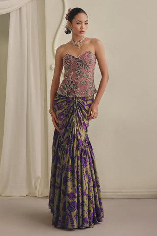 Printed Skirt Set for Contemporary Wear - Playful Multicolor Skirt Set by Payal & Zinal