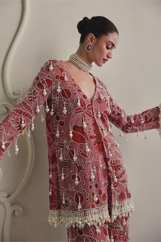 Red Co-ord Set for Contemporary Wear - Vibrant Tailored Co-ord Set by Payal & Zinal