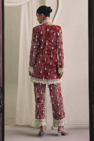 Red Co-ord Set for Contemporary Wear - Vibrant Tailored Co-ord Set by Payal & Zinal