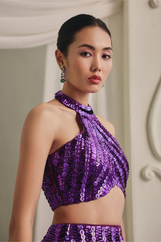 Purple Skirt Set for Indian Wedding - Elegant Royal Skirt Set by Payal & Zinal