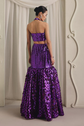 Purple Skirt Set for Indian Wedding - Elegant Royal Skirt Set by Payal & Zinal