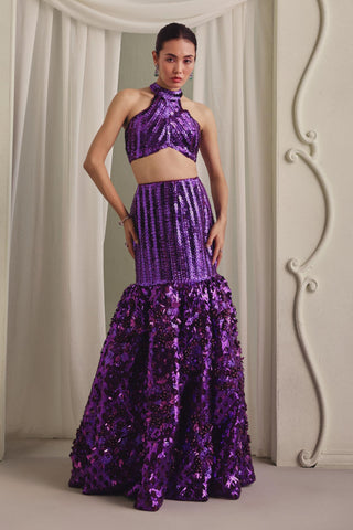 Purple Skirt Set for Indian Wedding - Elegant Royal Skirt Set by Payal & Zinal