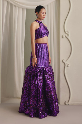 Purple Skirt Set for Indian Wedding - Elegant Royal Skirt Set by Payal & Zinal