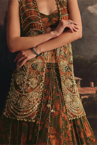 Cape Lehenga Set for Indian Wedding - Statement Multicolor Lehenga with Cape by Payal & Zinal