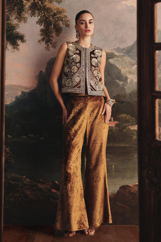 Co-ord Set Party Wear for Contemporary Wear - Shimmering Gold Co-ord Set by Payal & Zinal