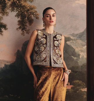 Co-ord Set Party Wear for Contemporary Wear - Shimmering Gold Co-ord Set by Payal & Zinal