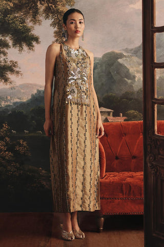Cocktail Dress for Contemporary Wear - Luxurious Gold Sequin Dress by Payal & Zinal