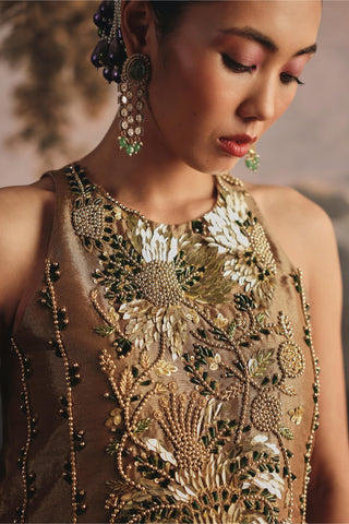 Cocktail Dress for Contemporary Wear - Luxurious Gold Sequin Dress by Payal & Zinal