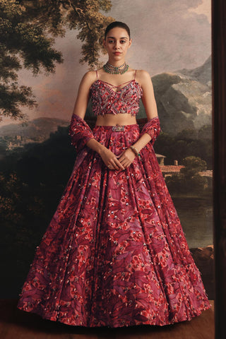 Pink Lehenga Choli for Indian Wedding - Pink Embroidered Set with Dupatta by Payal & Zinal