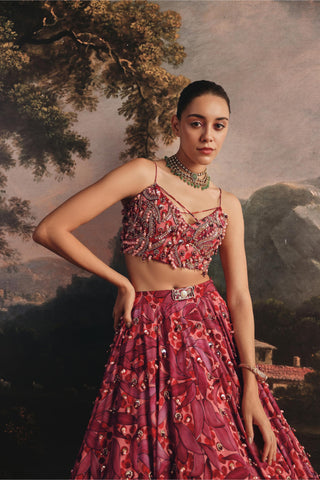 Pink Lehenga Choli for Indian Wedding - Pink Embroidered Set with Dupatta by Payal & Zinal