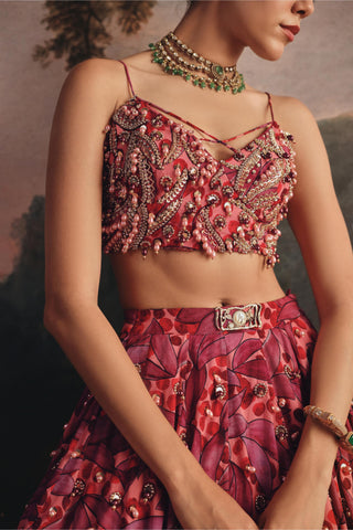 Pink Lehenga Choli for Indian Wedding - Pink Embroidered Set with Dupatta by Payal & Zinal