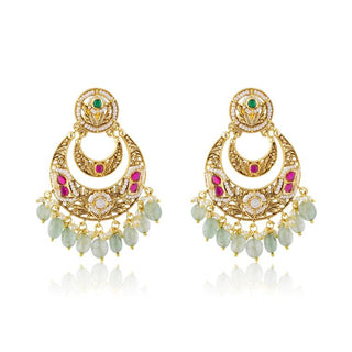 Chandbali Earrings for Indian Weddings – Multicolor Padma by Amraani