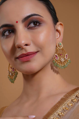 Chandbali Earrings for Indian Weddings – Multicolor Padma by Amraani