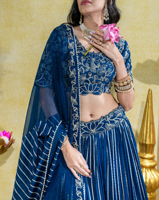 Midnight blue lehenga set
