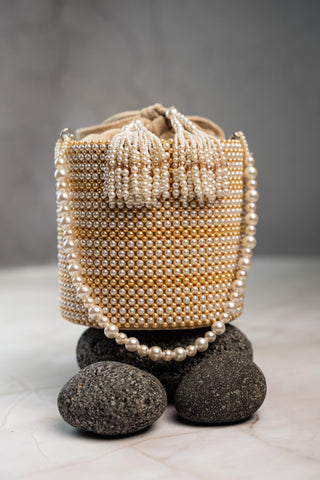 Designer Potli Bag Indian Wedding â€“ Pearl Dew Cascade by Nayaab by Sonia