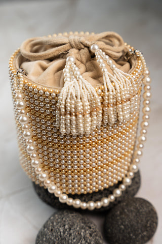 Designer Potli Bag Indian Wedding â€“ Pearl Dew Cascade by Nayaab by Sonia