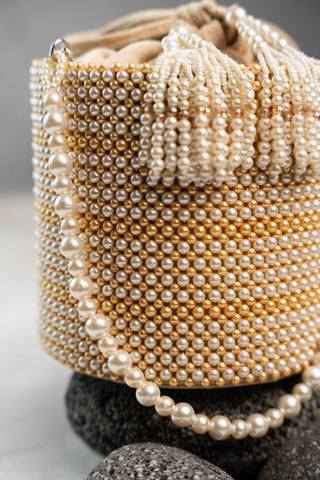 Designer Potli Bag Indian Wedding â€“ Pearl Dew Cascade by Nayaab by Sonia
