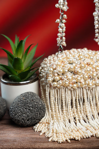 Pearl Potli Bag Indian Wedding – Drizzle Radiance by Nayaab by Sonia