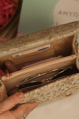 Light gold tarang flapover bag