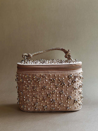 Gold sparkling starry handbag with elegant embroidery