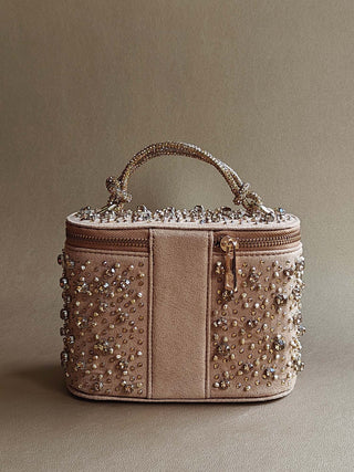Gold sparkling starry handbag with elegant embroidery