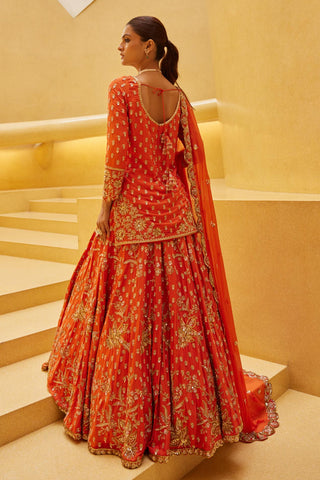 Sharara Set For Indian Wedding - Orange Ahava Sharara by Prevasu