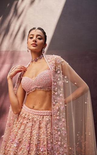 Lehenga Set For Indian Wedding - Pink Charis Lehenga by Prevasu