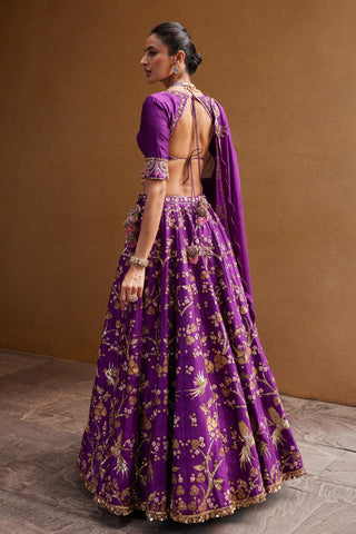 Lehenga Set For Indian Wedding - Purple Imperial Lehenga Set by Prevasu