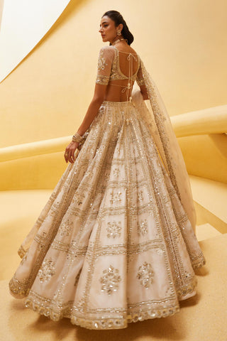 Lehenga Indian Wedding - White  Deewani Lehenga Set by Prevasu