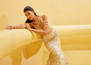 Lehenga For Indian Wedding - White Mermaid Lehenga Set by Prevasu