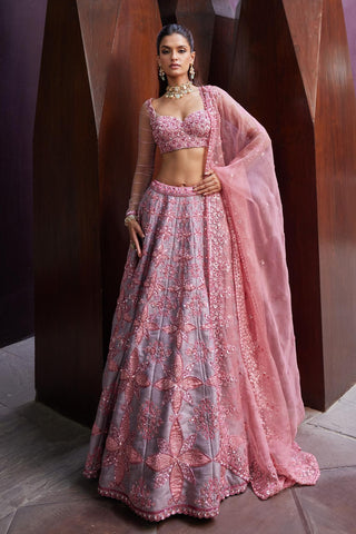 Lehenga Set For Indian Wedding - Pink Madno Lehenga by Prevasu