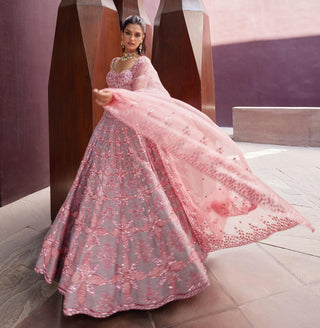 Lehenga Set For Indian Wedding - Pink Madno Lehenga by Prevasu