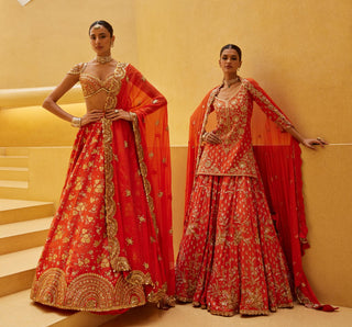 Sharara Set For Indian Wedding - Orange Ahava Sharara by Prevasu