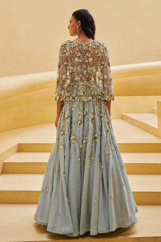 Lehenga Set For Indian Wedding - Green Eraya Lehenga Set by Prevasu