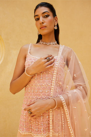Sharara Set For Indian Wedding - Pink Eraya Sharara Set by Prevasu