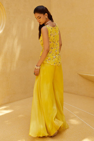 Sharara Set For Indian Wedding - Yellow Eraya Sharara Set by Prevasu