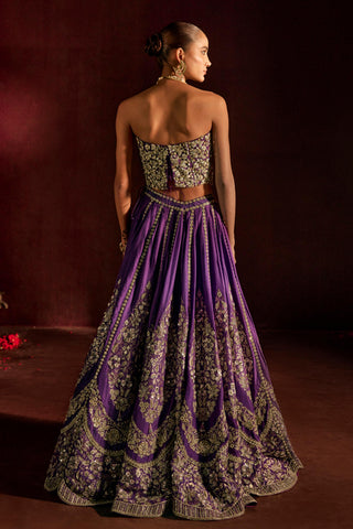 Lehenga Set For Indian Wedding - Purple Corset Lehenga by Prevasu