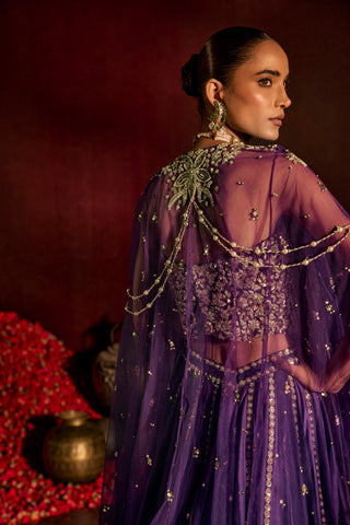 Lehenga Set For Indian Wedding - Purple Corset Lehenga by Prevasu