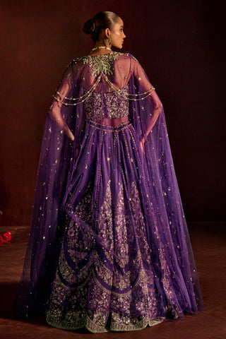 Lehenga Set For Indian Wedding - Purple Corset Lehenga by Prevasu