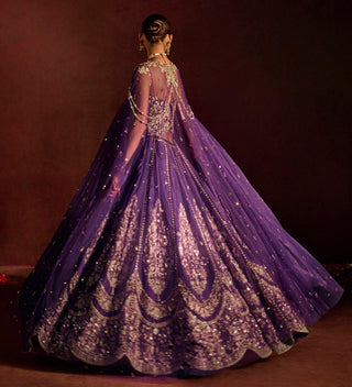Lehenga Set For Indian Wedding - Purple Corset Lehenga by Prevasu