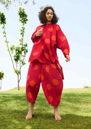 Small orange polka salvia tunic and pants