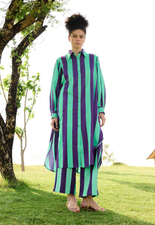 Purple & green iris tunic and pants