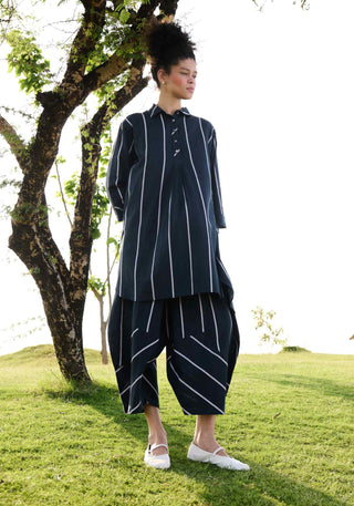 Black & white stripe nargis tunic and pants