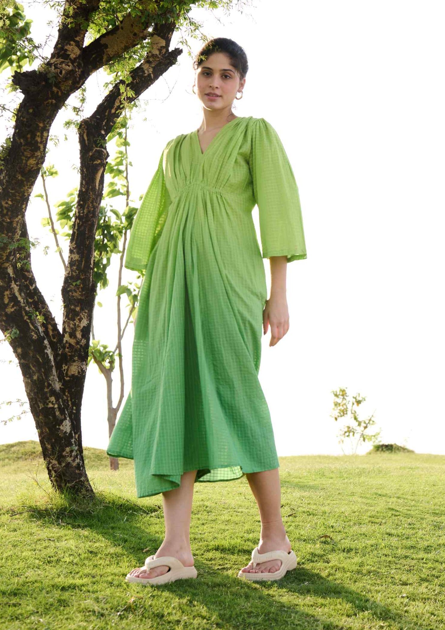 Parrot green ombre shringara ombre dress XL / green / women Parrot green ombre shringara ombre dress XL / green / women