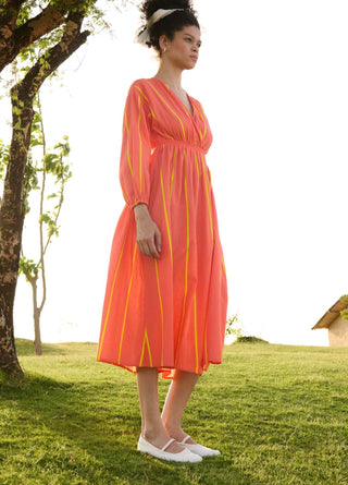Orange & yellow stripes cosmo dress