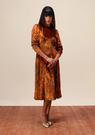 Nargis rust midi dress